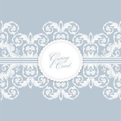 greeting card with lace for wedding, birthday and other holidays. Vector border.