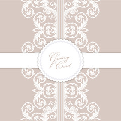 greeting card with lace for wedding, birthday and other holidays. Vector border.