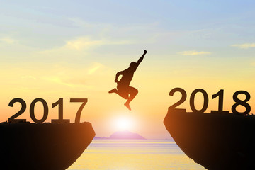 Men jump new year 2017 to 2018