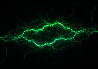 Green power, plasma lightning background