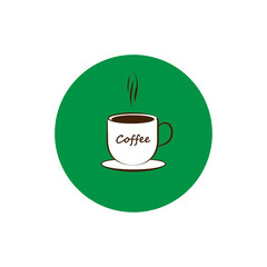 Round icon of coffee cup.