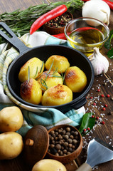 Pan of Boiled and baked potato
