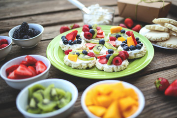 Mini Fruit Pizzas with Colorful Fresh Fruit