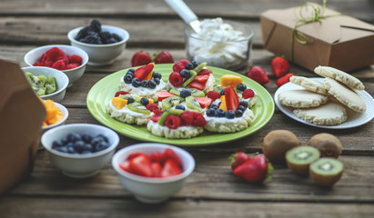 Mini Fruit Pizzas with Colorful Fresh Fruit