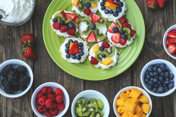 Mini Fruit Pizzas with Colorful Fresh Fruit