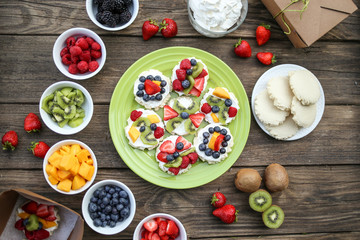 Mini Fruit Pizzas with Colorful Fresh Fruit