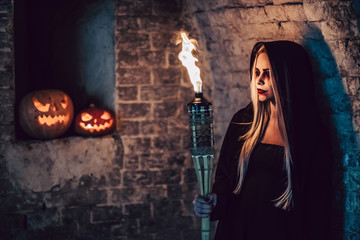 Fototapeta premium Halloween black witch