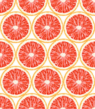 Seamless pattern of grapefruit. Citrus background