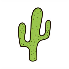 Cartoon cactus icon. Cute hand drawn cacti  plant. Vector illustrations