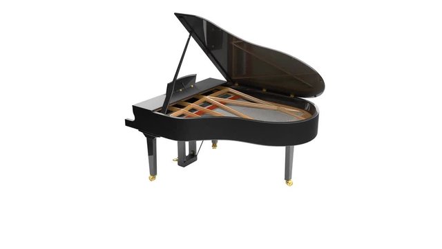 Black glossy musical instrument - acoustic piano.