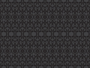 Thai vintage seamless pattern vector abstract background, black on gray