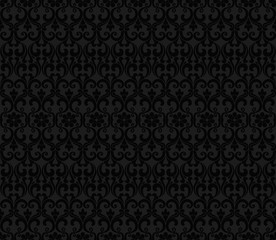 Thai vintage seamless pattern vector abstract background, black on gray