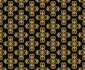 Thai gold on black vintage pattern vector abstract background