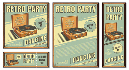 Vintage banner, retro party. © makalo86