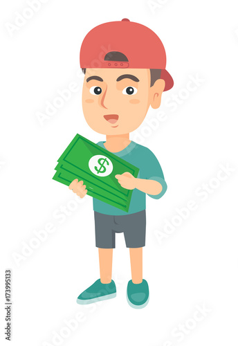 African American Girl Holding Money In Hands Full Length Of - 