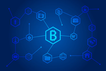 Vector illustration of the global business network block chain.