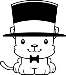 Cartoon Smiling Kitten Top Hat