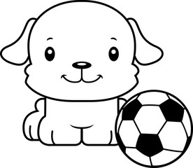 Cartoon Smiling Soccer Player Puppy