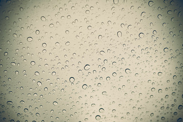 Rain on glass. Water drops for background surface.