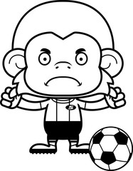 Cartoon Angry Soccer Player Monkey