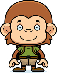 Cartoon Smiling Hiker Monkey