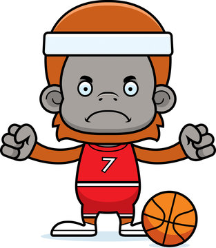 Cartoon Angry Basketball Player Orangutan