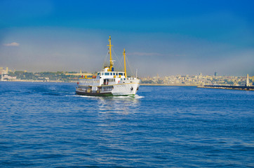 istanbul ferry sailing in to bosphorus sea istanbul turkey