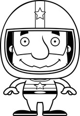 Cartoon Smiling Race Car Driver Man