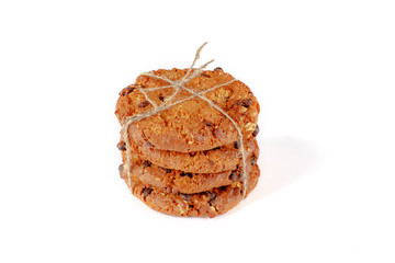 Chocolate chip cookies isolated on white background