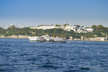 Fototapeta na wymiar topkapi palace and hagia sophia before marmara sea istanbul turkey