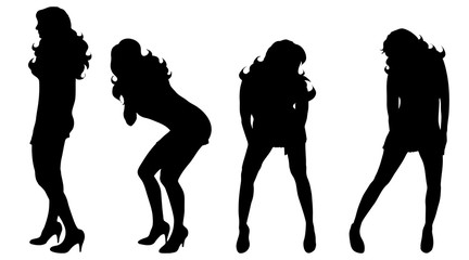 Vector silhouette of woman on white background.