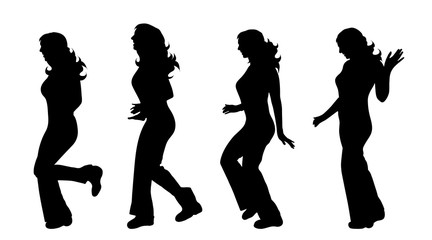 Vector silhouette of woman on white background.