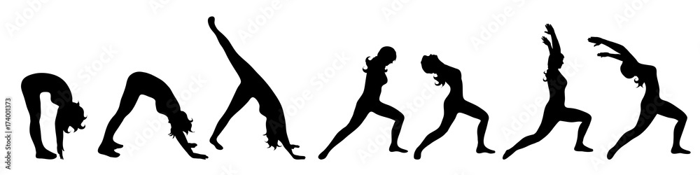 Sticker Vector silhouette of woman on white background.