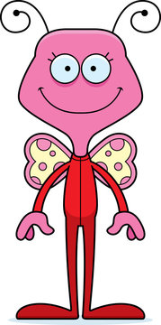 Cartoon Smiling Butterfly In Pajamas