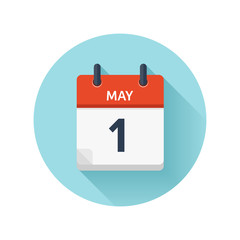 May 1. Vector flat daily calendar icon. Date and time, day, month 2018. Holiday. Season.