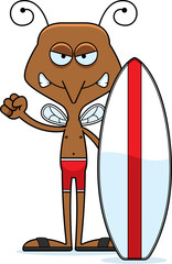 Cartoon Angry Surfer Mosquito