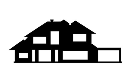Vector silhouette of house on white background.