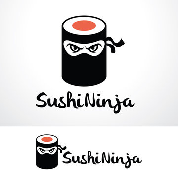 Sushi Ninja Logo Template Design Vector, Emblem, Design Concept, Creative Symbol, Icon