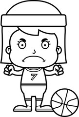 Cartoon Angry Basketball Player Girl