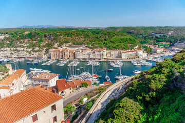 Fototapeta na wymiar A view of Bonifacio port and old town