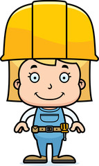 Cartoon Smiling Construction Worker Girl