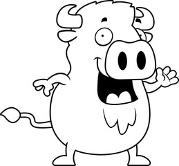 Cartoon Buffalo Waving