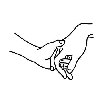 hand of lover holding with love vector illustration sketch hand drawn with black lines, isolated on white background