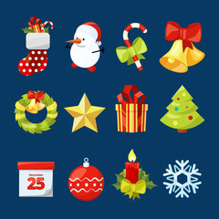 Fototapeta premium Vector collection of christmas icons. Illustrations set for celebration