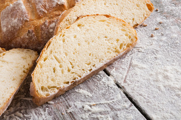 Bakery concept. Plenty of sliced white bread background