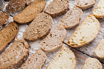 Bakery concept. Plenty of sliced bread background