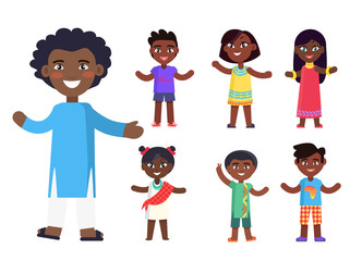 African Children Boys and Girls Isolated Vector