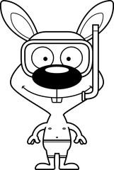 Cartoon Smiling Snorkeler Bunny
