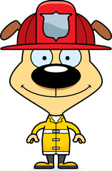 Cartoon Smiling Firefighter Puppy