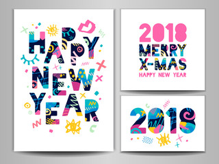 2018 Happy New Year. Greeting card
